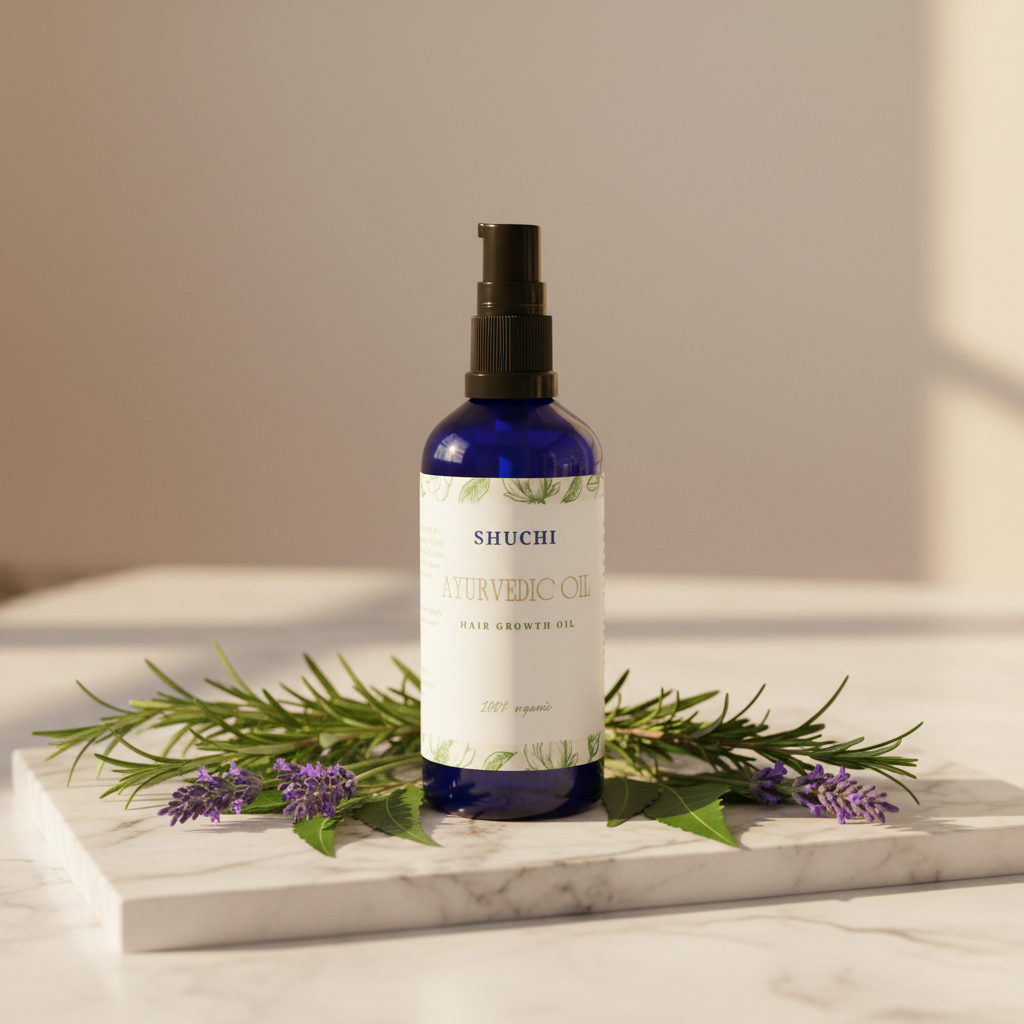 Hair Growth Oil in luxurious natural setting